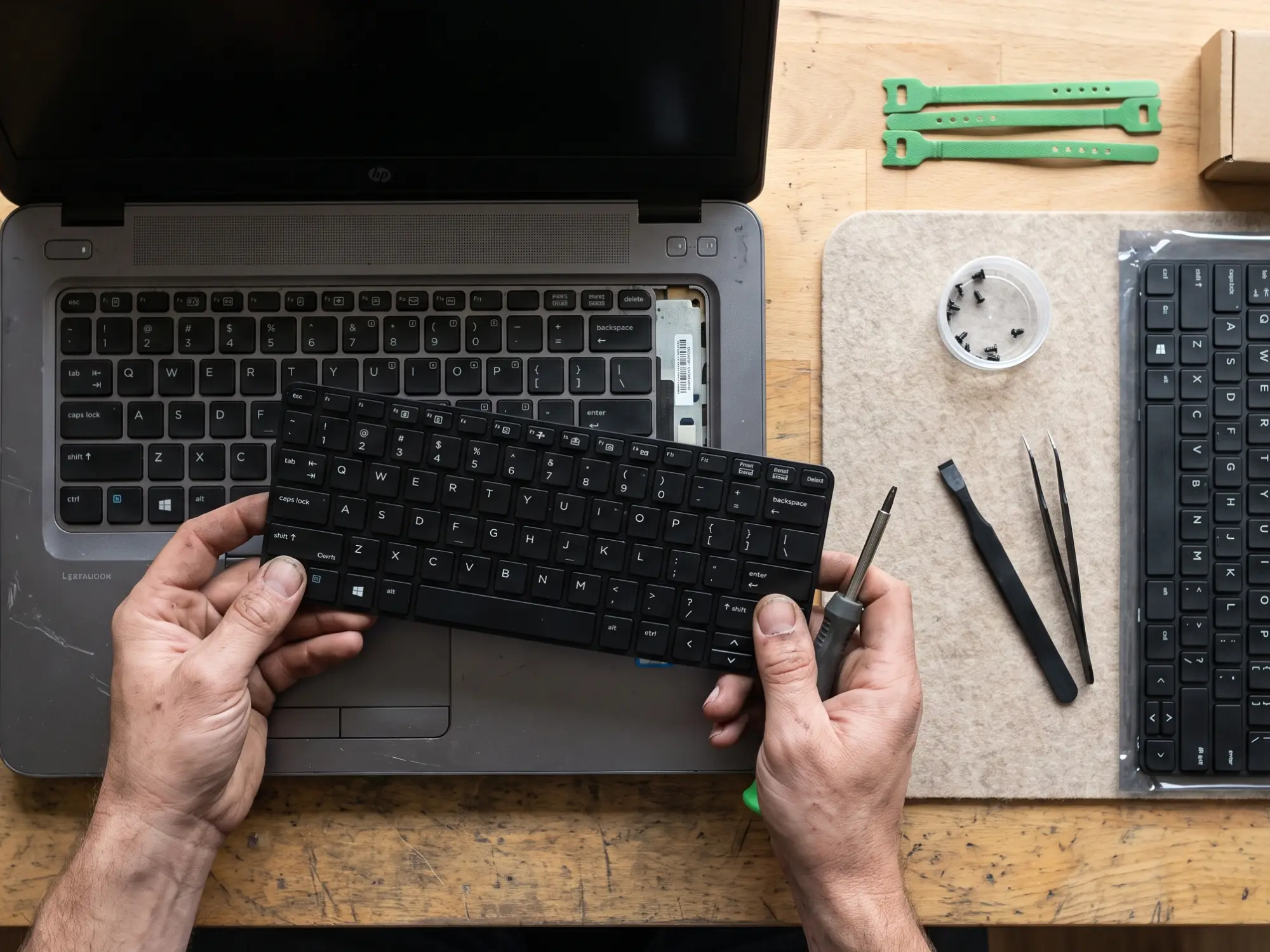 Keyboard replacement and board work at the bench
